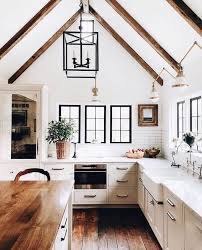 Roomsketcher.com has been visited by 10k+ users in the past month Kitchen Ideas Home Style Love The Pitched Ceiling With Dark Beams The White Walls Cabinet Farmhouse Kitchen Design Home Kitchens Modern Farmhouse Kitchens