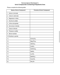 When the atom combines with another to form an ionic compound, it loses or gains one or more electrons and becomes an electrically charged ion. Solved Nomenclature Worksheet 1 Monatomic Lons Use A Per Chegg Com