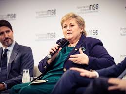 (reuters) coronavirus norwegian pm erna solberg fined by police. Erna Solberg Munich Security Conference