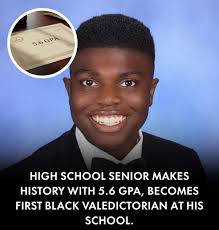 History has been made! ✨ A high school senior achieved an extraordinary 5.6  GPA, becoming the first Black valedictorian in the school's history. 🙌🏾