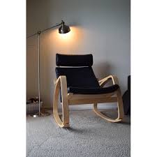 Ikea poang chair cushion, lysed gray, 704.661.75. Ikea Poang Black Leather Pine Rocking Chair Aptdeco