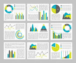 Graphs Flat Concept Pages From Business Presentation With Different