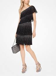 Embellished Chiffon One Shoulder Dress Embellished Chiffon Kors Dress Michael Kors Dresses