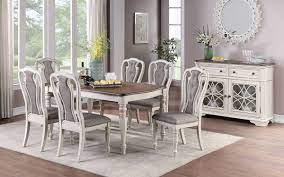 What are a few brands that you carry in gray dining room sets? Rebecca White Wash Dining Table Set
