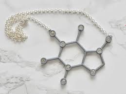 Molecule Rhinestone And 3d Print Pendant Necklace Caffeine Etsy In 2020 Molecule Necklace Christmas Tree Ornament Kits 3d Printed Pendant