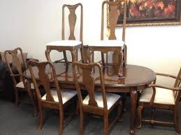 2192 9 Piece Ethan Allen Classic Manor Queen Anne Dining Set Walnut Dining Ethan Allen Dining Dining Set