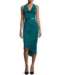 Halston Heritage Cowl Neck Asymmetric Cocktail Dress Dark Pine Dresses Blue Asymmetrical Dress Nice Dresses