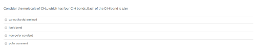 There are, however, c2h2 and ch4, both of which are nonpolar. Solved Consider The Molecule Of Ch4 Which Has Four C H B Chegg Com
