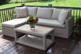 3 Pc Teak Ash Grey Wicker Corner Sofa Set With Waterproof Storage Compartment Inside The S Outdoor Furniture Cushions Garden Sofa Set Used Outdoor Furniture