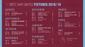 West Ham 2018 19 Fixtures Hammers Kick Off At Liverpool West Ham United