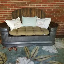 Final Water Trough To Couch Product For Our Patio Absolutely Love How It Came Out Pallet Furniture Outdoor Outdoor Furniture Plans Rustic Outdoor Furniture