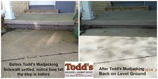 Mudjacking Lifts Sunken Concrete The Average Mudjacking Job Only Costs Approximately 30 To 50 Of T Concrete Front Porch Front Porch Steps Concrete Porch
