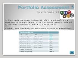 When using assessment portfolios, the conditions under which student work samples are produced may vary. Portfolio Assessment 2 Presentation Format Ppt Video Online Download