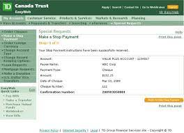 Learn how to create a void cheque with td. Easyweb Tour Personal Banking Make A Stop Payment