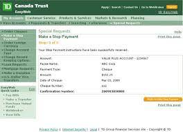 Your transit routing number is the first set of numbers on the bottom left of your td bank check. Easyweb Tour Personal Banking Make A Stop Payment