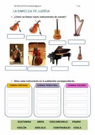 Dibujos de flautas, guitarras, violines, tambores, y muchos otros. Ejercicios De Familias De Instrumentos Online O Para Imprimir