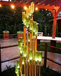 30 Diy Lighting Ideas At Night Yard Landscape With Outdoor Lights Gowritter Wine Bottle Art Christmas Lights Outside Wine Bottle Crafts