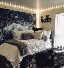 And even if you don't have a canopy bed you can still get this look by simply hanging draperies and string lights from the ceiling. 22 Ways To Decorate Your Dorm Room With String Lights Raising Teens Today