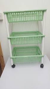 Plastic 3 Tier Vegetables Storage Basket Trolley Fruit Shelf Rack Kitchen Stand Kitchen Storage Rack Storage Storage Baskets