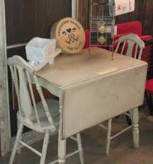 Nice Old Wood Drop Leaf Table And Chairs We Painted White Distressed Then Antiqued It With Minwax Created Drop Leaf Table Leaf Table Vintage Drop Leaf Table