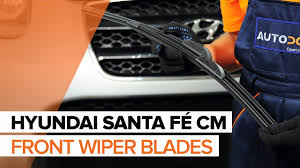 Most blades are held in place with a tiny clip. How To Change Front Wiper Blades On Hyundai Santa Fe Cm Tutorial Autodoc Youtube