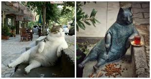 When A Beloved Street Cat Died Locals Memorialized Her By Putting A Statue Of Her In Her Favorite Spot The cat statues are very popular as pet memorials or grave.