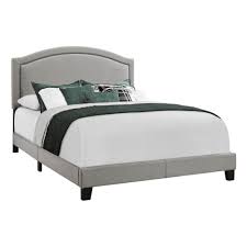 The headboard has a slatted design that adds a touch of farmhouse style to this sleek frame. Offex Contemporary Queen Size Linen Look Bed Frames Grey 70 Lbs Overstock 33306681