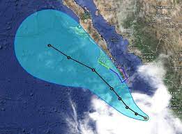 At 05 00hr Pdt Bcsin The Center Of Tropical Storm Norbert Was About 395 Km 245 Mi Sse Of The Southern Tip Of Baja Baja California Mexico Baja California Sur