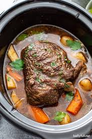 The best crock pot roast recipe that you can make without seasoning packets. Slow Cooker Pot Roast Belly Full