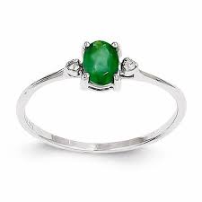 14k Or 10k White Gold Diamond Emerald May Birthstone Ring Emerald Birthstone Ring Birthstone Ring White Gold Diamonds