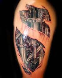 Rip Skin Tear Exposing Biomechanical By El Dugi Tattoos Tattoos For Guys Tattoo Skin