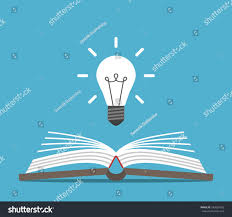 Open Book And Bright Glowing Light Bulb On Blue Background Education Idea And Insight Concept Flat Design Vector Illustration Ep Light Bulb Open Book Bulb