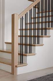 White Oak Staircase With Iron Basulsters Stairs Design Interior Home Stairs Design Staircase Railing Design
