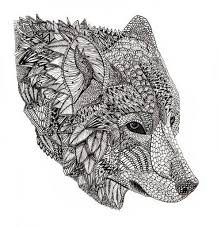 Patterned Wolf Art Print Zentangle Animals Art