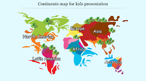 Asian countries and the continent of asia #328058. Multi Color Continents Map For Kids Presentation Slide