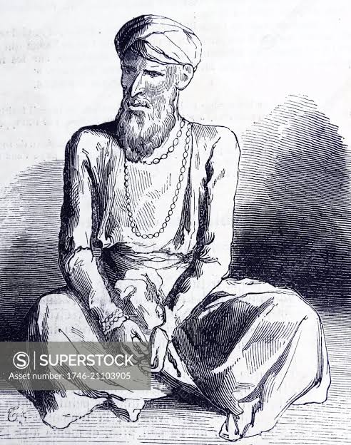 Taouakkal-Chah a thugee chief, India 1860. Thuggees refers to an organized gang of professional assassins. The Thugs travelled in groups across India for six hundred years. the Thugs traced their origin to