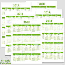 2015 To 2020 Yearly Calendar 8 1 2 X 11 Calendar Printables Printable Calendar Template Calendar Template