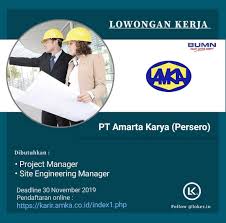 Sinar jernih suksesindo adalah penyedia tenaga kerja dan perusahaan outsourcing proses bisnis. Lowongan Kerja Bumn Pt Amarta Karya Amka Terbaru