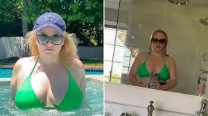 She paired the navy blue suit with a light blue hat and sunglasses. Rebel Wilson Serves Mermaid Vibes In Green Bikini As She Hits Pool Metro News