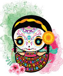 Munequitas Sugar Skull Dia De Muertos Halloween V2 Vector Dia De Muertos Fondos De Halloween Dia De Muertos Png