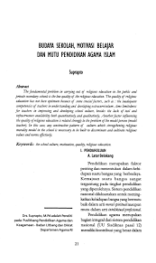 Apabila yang dilakukan seseorang itu sesuai dengan nilai rasa yang berlaku di masyarakat tersebut dan dapat. Pdf Budaya Sekolah Motivasi Belajar Dan Mutu Pendidikan Agama Islam