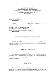 Times new roman, size 12 font, single spaced for the heading, country profile, & works cited (sections i & v only). Pdf Constructive Dismissal Position Paper Jessica Penalosa Academia Edu