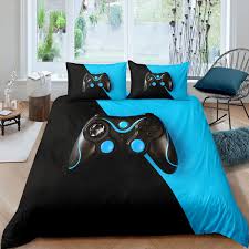 The set is made of 60%. Modern Bedroom Decor Video Games Comforter Cover For Kid Teens Boys Man Hua Jie Baby Bedding Crib Sets Boy Gamer Gaming Bedding Sets Full Size Lightnings Gamepad Duvet Cover Bedding Kolenik Baby