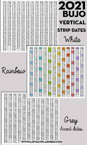 Free 2021 Monthly Vertical Date Strips For Bullet Journals Lovely Planner In 2020 Bullet Journal Printable Graph Paper Planner Inserts Printable