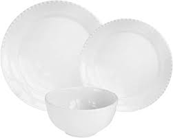 4.5 out of 5 star rating. Amazon Com Hamilton Beaded Casual Round Dinnerware Set 12 Piece Stoneware Dinner Party Collection For Entertaining W 4 Dinner Plates 4 Salad Plates 4 Bowls White Dinnerware Sets