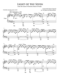 Game of thrones pdf piano. Light Of The Seven From The Game Of Thrones Season 6 Finale Music Sheet Printable Pdf Download