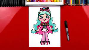 Draw geometrical shapes for the guidelines, 2 circles, a rectangle, and lines inside the circle. How To Draw Shopkins Shoppies Peppa Mint Art For Kids Hub