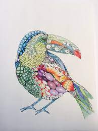 Zentangle Toucan Zentangle Art Colored Zentangle Toucan Etsy Toucan Art Zentangle Art Bird Art