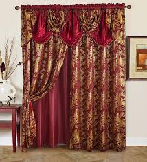 Burgundy curtains & drapes : Amazon Com Golden Rugs Jacquard Luxury Curtain Window Panel Set Curtain With Attached Valance And Backing Bedroom Living Room Dining 112 X84 Each Jana Collection Burgundy Home Kitchen