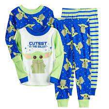 Toddler Boy The Mandalorian The Child Aka Baby Yoda 4 Piece Tops Bottoms Pajama Set